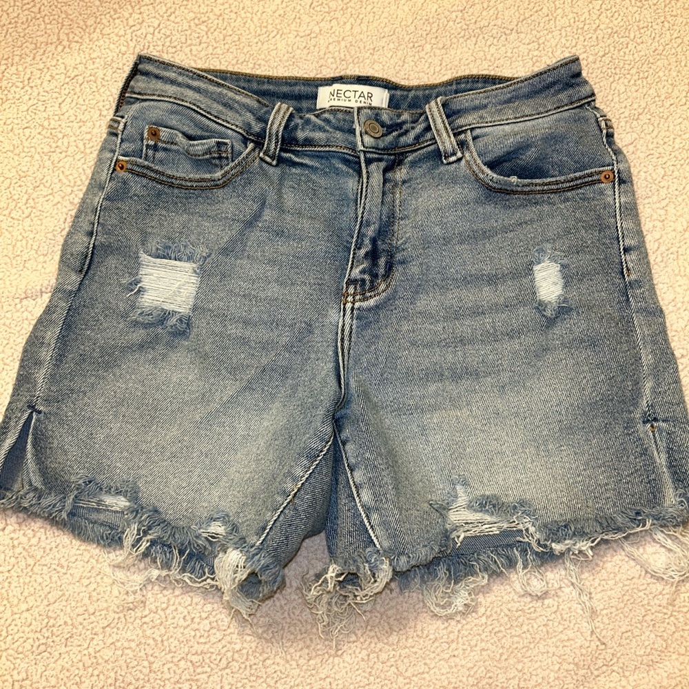 Nectar Women's Distressed Denim Shorts - Light Blue